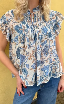 Say INA Copenhagen Bluse - Emmi - Blue Flowers