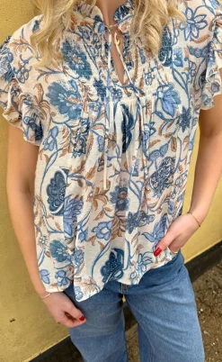 Say INA Copenhagen Bluse - Emmi - Blue Flowers