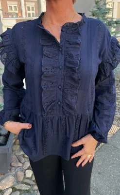 Say INA Copenhagen Bluse - Frida - Navy Blue Broderie Anglaise