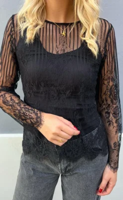 Say INA Copenhagen Bluse - Lissa Lace - Black