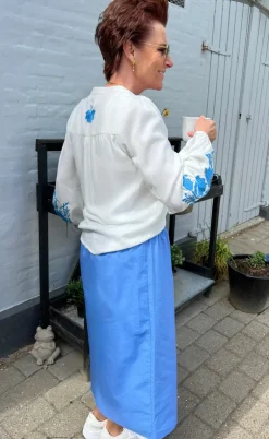 Say INA Copenhagen Bluse - Molly - Off White w. Blue