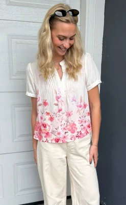 Say INA Copenhagen Bluse - Nina - Off White W. Pink Flowers