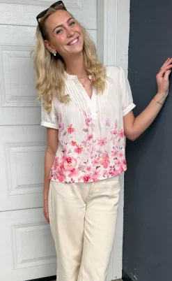 Say INA Copenhagen Bluse - Nina - Off White W. Pink Flowers