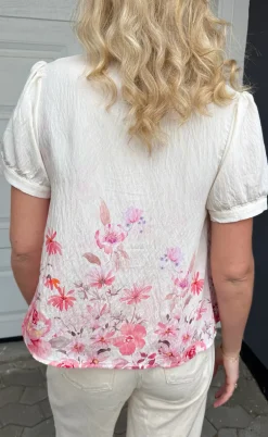 Say INA Copenhagen Bluse - Nina - Off White W. Pink Flowers