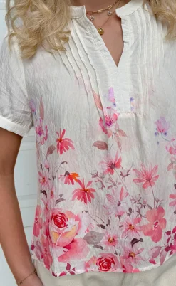 Say INA Copenhagen Bluse - Nina - Off White W. Pink Flowers