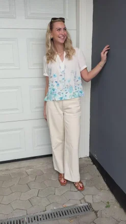 Say INA Copenhagen Bluse - Nina - Off White W. Pink Flowers