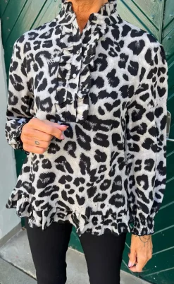 Say INA Copenhagen Bluse - Pia - Grey Leopard