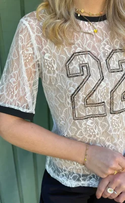 Say INA Copenhagen Bluse - Susanna Football - White Lace (vendbar)
