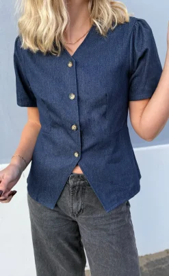 Say INA Copenhagen Bluse - Venja - Dark Blue Denim