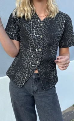 Say INA Copenhagen Bluse - Venja - Grey Leopard
