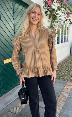 Say INA Copenhagen Bluse - Wilja - Brown Striped