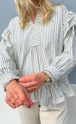 Say INA Copenhagen Bluse - Wilja - White/Blue Stripes