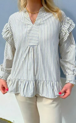 Say INA Copenhagen Bluse - Wilja - White/Blue Stripes