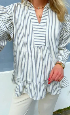 Say INA Copenhagen Bluse - Wilja - White/Blue Stripes