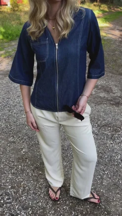 Say INA Copenhagen Bluse - Zenia Zipper - Denim Blue