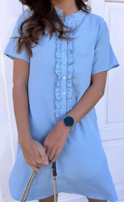 Say INA Copenhagen Kjole - Flora - Light Blue