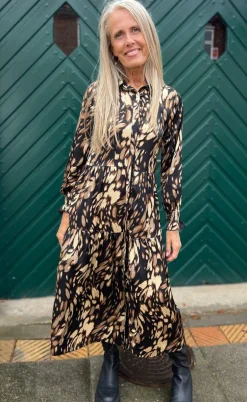 Say INA Copenhagen Kjole - Anna - Black/Brown Print