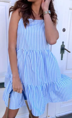 Say INA Copenhagen Kjole - Sisi - Blue White Stripe