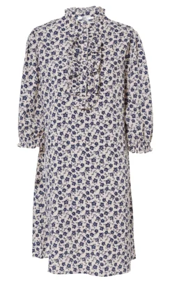 Say INA Copenhagen Kjole - Camilla - White/Blue Flower