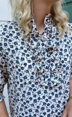 Say INA Copenhagen Kjole - Camilla - White/Blue Flower