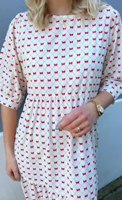 Say INA Copenhagen Kjole - Ellie - Off White W. Red Bows