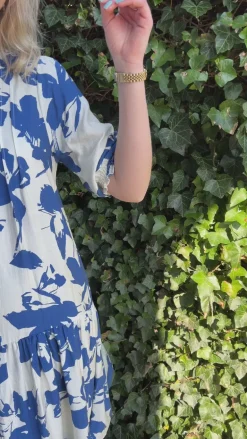 Say INA Copenhagen Kjole - Anja - White / Blue Flower