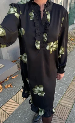 Say INA Copenhagen Kjole - Pia - Black W. Green Flower
