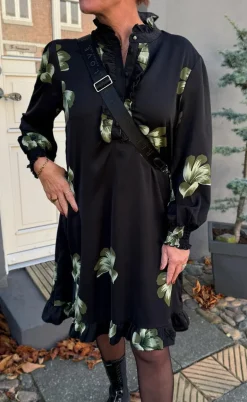 Say INA Copenhagen Kjole - Pia - Black W. Green Flower
