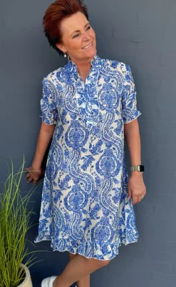 Say INA Copenhagen Kjole - Philine - Blue Paisley