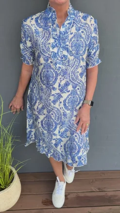 Say INA Copenhagen Kjole - Philine - Blue Paisley