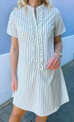 Say INA Copenhagen Kjole - Flora - White/Navy Striped