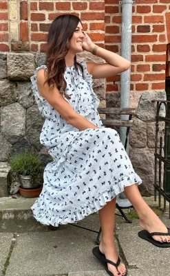 Say INA Copenhagen Kjole - Lilja Bow Dress - Light Blue W. Black Bows