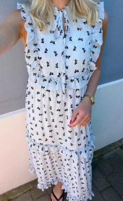 Say INA Copenhagen Kjole - Lilja Bow Dress - Light Blue W. Black Bows