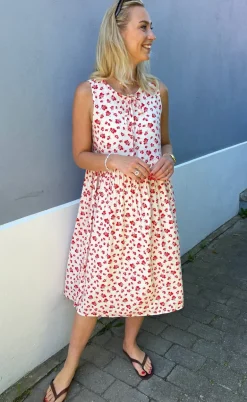 Say INA Copenhagen Kjole - Heidi - White/Red Flowers