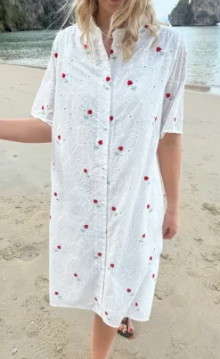 Say INA Copenhagen Kjole - Claudia - White Lace W. Embroidery Flowers