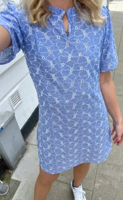 Say INA Copenhagen Kjole - Salina - Blue Embroidery Flower