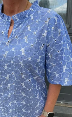 Say INA Copenhagen Kjole - Salina - Blue Embroidery Flower