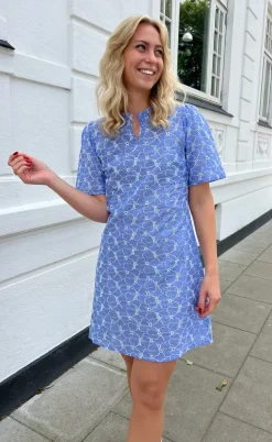 Say INA Copenhagen Kjole - Salina - Blue Embroidery Flower