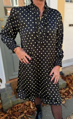 Say INA Copenhagen Kjole - Pia - Black W. Green Dots