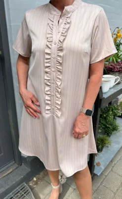 Say INA Copenhagen Kjole - Flora - Beige Pinstripe