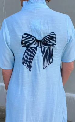 Say INA Copenhagen Kjole - Milly - Light Blue W. Navy Bows