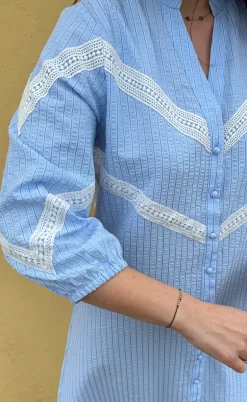 Say INA Copenhagen Kjole - Viola - Blue Striped