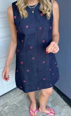 Say INA Copenhagen Kjole - Maja - Dark Blue W. Hearts