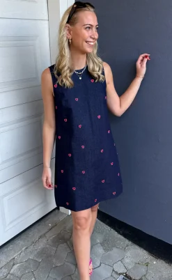 Say INA Copenhagen Kjole - Maja - Dark Blue W. Hearts