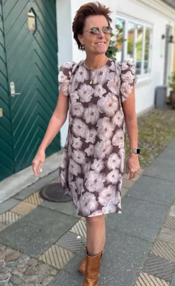 Say INA Copenhagen Kjole - Kati Bow - Brown Flower