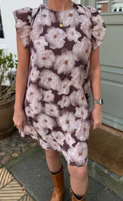 Say INA Copenhagen Kjole - Kati Bow - Brown Flower