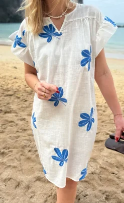 Say INA Copenhagen Kjole - Emma - Blue Leaf Embroidery