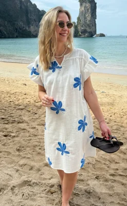 Say INA Copenhagen Kjole - Emma - Blue Leaf Embroidery