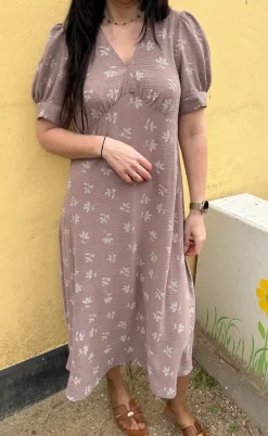 Say INA Copenhagen Kjole - Mirabelle - Camel W. White Flowers