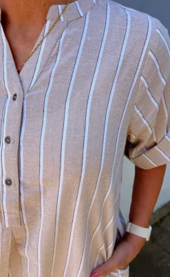 Say INA Copenhagen Kjole - Nia - Beige Striped